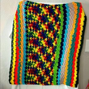 Multicolor Handmade Lap Crochet Blanket Approximately 27” x 31”